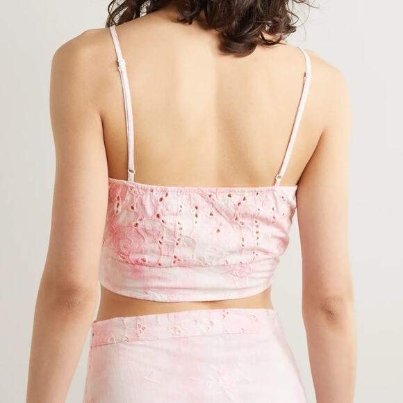 LOVESHACKFANCY Mizu cropped tie-dyed broderie top - Picture 5 of 11